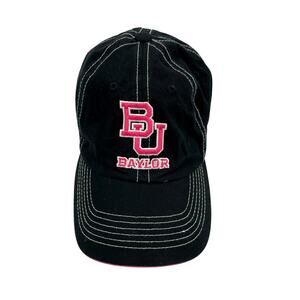 Captivating Womens Black Baylor Pink Embroidered Logo Adjustable Sports Cap